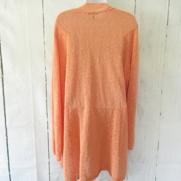 Eileen Fisher Cardigan Sweater XL Linen Open Front Peach Lagenlook Minimalist - Picture 2 of 7